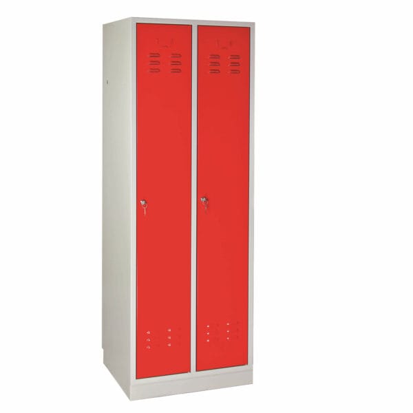 Garderobenschrank 2-türig, RAL7035/3000 - 1775x600x500 mm