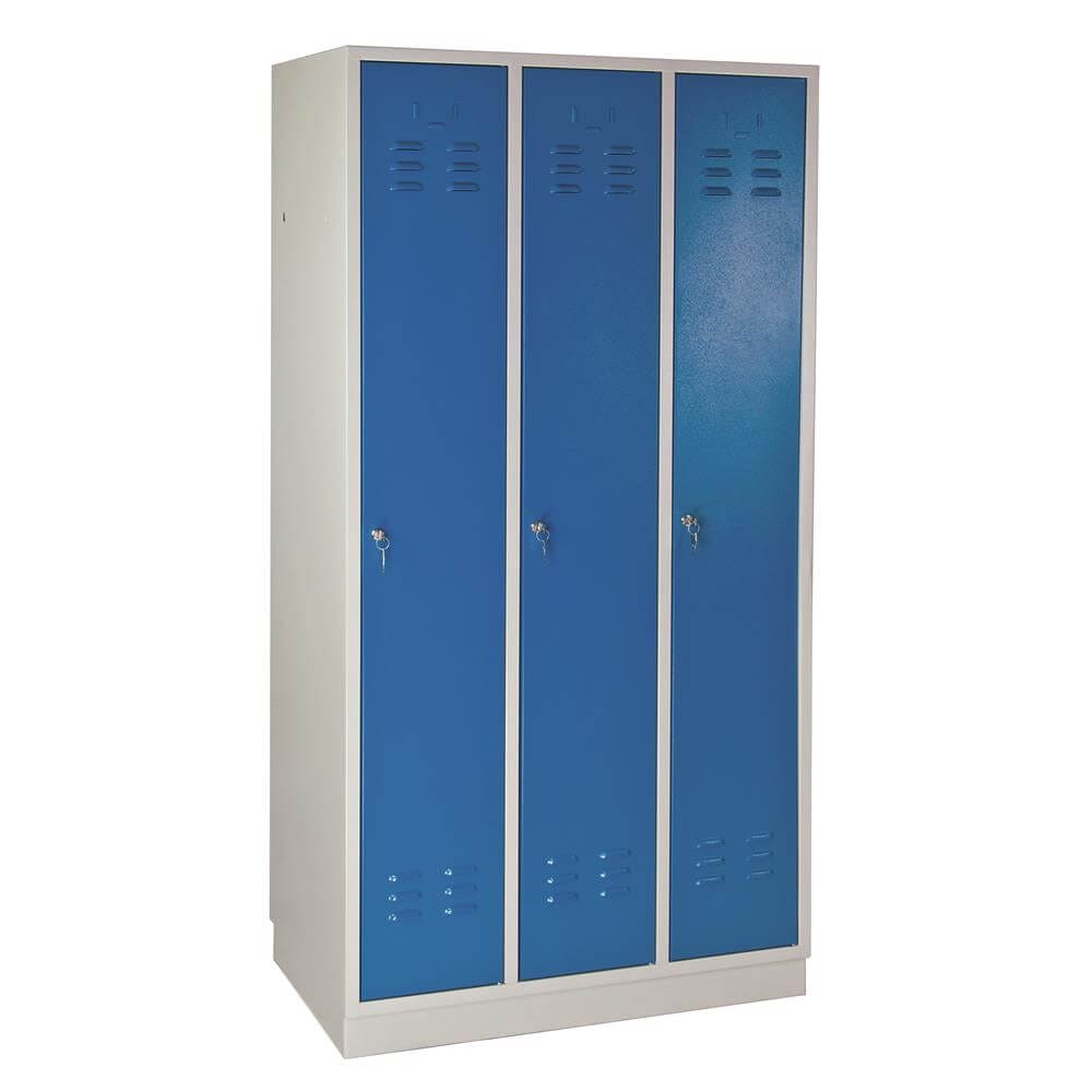 Garderobenschrank 3-türig, RAL7035/5012 - 1775x890x500 mm