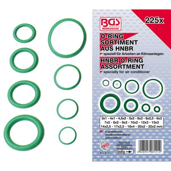 O-Ring Sortiment | HNBR | Ø 3 - 22 mm | 225-tlg. - BGS 8121