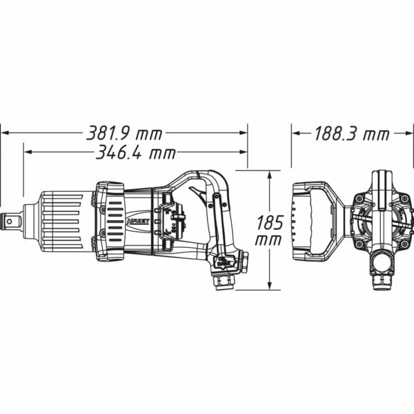 Schlagschrauber 1", max. 3400 Nm, HAZET 9014PS-1